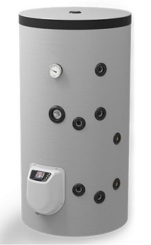 150 L fritstående combi varmtvandsbeholder med 1 spiral, elpatron og elektronisk kontrol